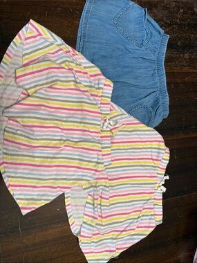 Cat & Jack Striped Pink Yellow Green Blue Shorts Set